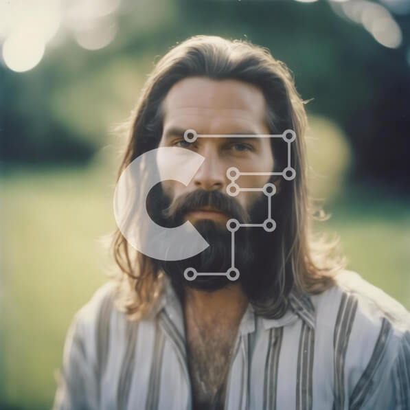 Intra Συλλεκτικό Ξύλινο Παζλ Plywood  4mm - Άνδρας με μακριά μαλλιά και γένια που στέκεται στο γρασίδι Σε Ξύλινο Κουτί - Διαστάσεις Puzzle: 10x10 cm – 25 κομμάτια