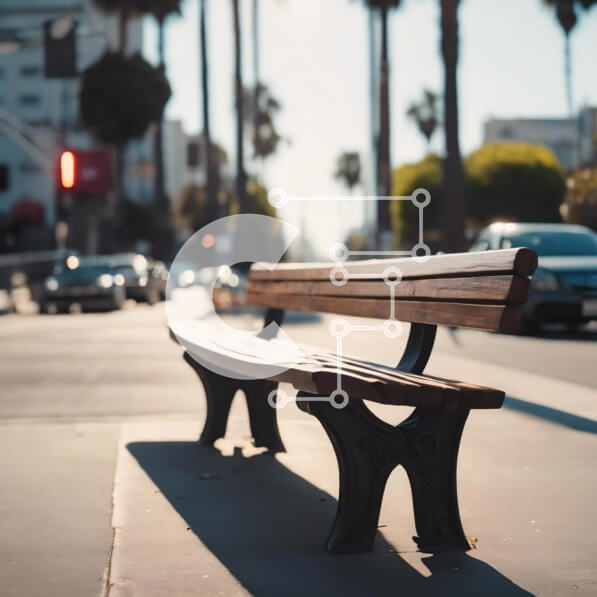 Intra Συλλεκτικό Ξύλινο Παζλ Plywood  4mm - Ήσυχη σκηνή του δρόμου με ξύλινο παγκάκι και φοίνικες Σε Ξύλινο Κουτί - Διαστάσεις Puzzle: 10x10 cm – 25 κομμάτια