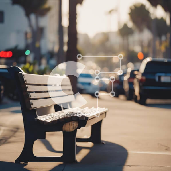 Intra Συλλεκτικό Ξύλινο Παζλ Plywood  4mm - Πάγκος City Park στην άδεια οδό με δέντρα και αυτοκίνητα Σε Ξύλινο Κουτί - Διαστάσεις Puzzle: 10x10 cm – 25 κομμάτια