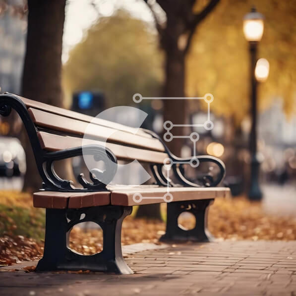 Intra Συλλεκτικό Ξύλινο Παζλ Plywood  4mm - Ήσυχη φθινοπωρινή σκηνή με ξύλινο πάγκο πάρκου Σε Ξύλινο Κουτί - Διαστάσεις Puzzle: 10x10 cm – 25 κομμάτια