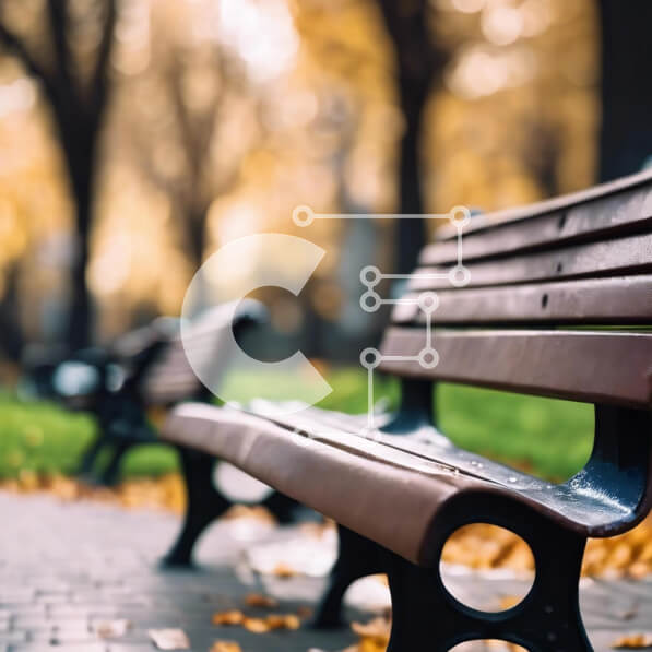 Intra Συλλεκτικό Ξύλινο Παζλ Plywood  4mm - Πάγκος πάρκου στο πάρκο φθινοπώρου με διάσπαρτα φύλλα Σε Ξύλινο Κουτί - Διαστάσεις: 10x10 cm – 25 κομμάτια