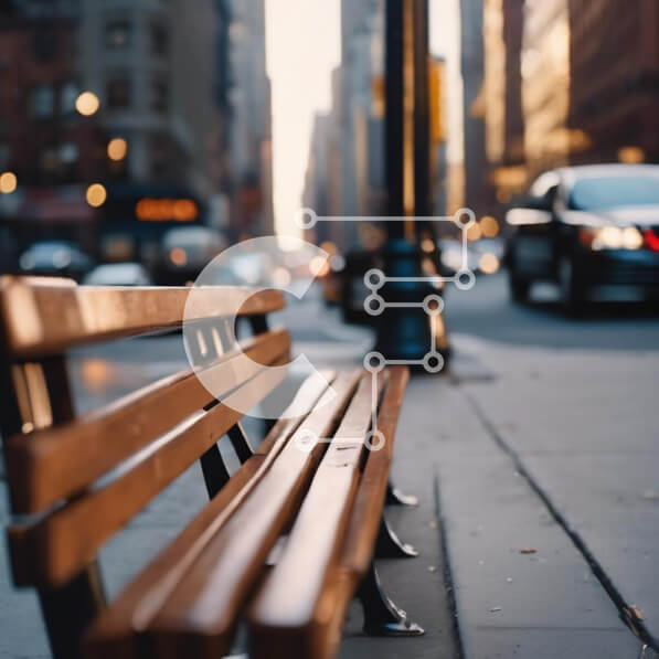 Intra Συλλεκτικό Ξύλινο Παζλ Plywood  4mm - Αστικό αστικό τοπίο με έναν ξύλινο πάγκο Σε Ξύλινο Κουτί - Διαστάσεις Puzzle: 10x10 cm – 25 κομμάτια