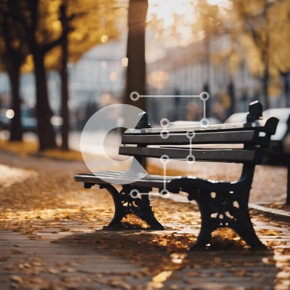 Intra Συλλεκτικό Ξύλινο Παζλ Plywood  4mm - Φθινοπωρινός πάγκος πάρκου με διάσπαρτα φύλλα Σε Ξύλινο Κουτί - Διαστάσεις Puzzle: 10x10 cm – 25 κομμάτια