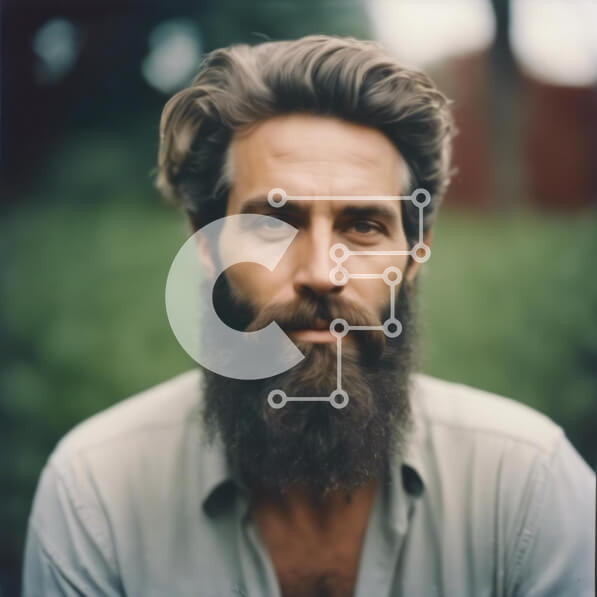 Intra Συλλεκτικό Ξύλινο Παζλ Plywood  4mm - Άνδρας με μακριά γενειάδα που κοιτάζει την κάμερα Σε Ξύλινο Κουτί - Διαστάσεις Puzzle: 10x10 cm – 25 κομμάτια