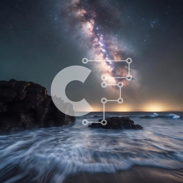 Intra Συλλεκτικό Ξύλινο Παζλ Plywood  4mm - Γαλαξίας πάνω από τον ωκεανό με αστέρια Σε Ξύλινο Κουτί - Διαστάσεις: 10x10 cm – 25 κομμάτια