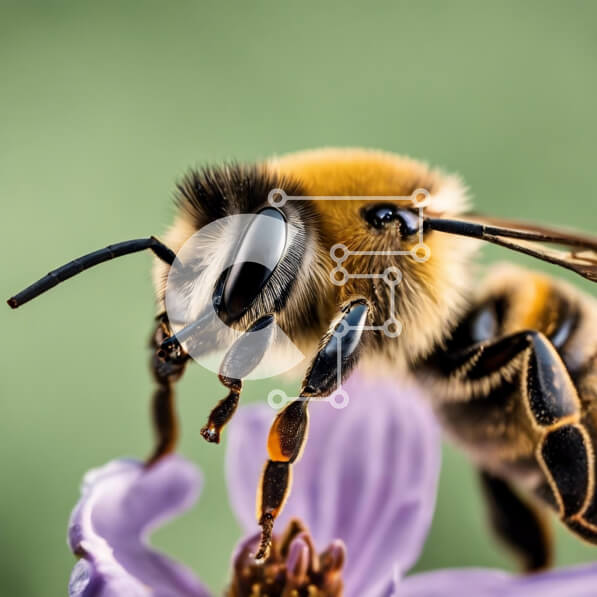 Intra Συλλεκτικό Ξύλινο Παζλ Plywood  4mm - Μέλισσα σε μωβ λουλούδι με λεπτομέρειες από κοντά Σε Ξύλινο Κουτί - Διαστάσεις: 10x10 cm – 25 κομμάτια