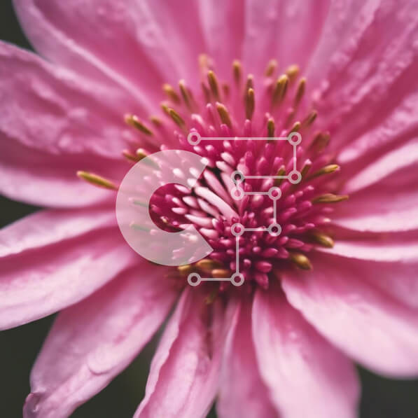 Intra Συλλεκτικό Ξύλινο Παζλ Plywood  4mm - Όμορφο ροζ λουλούδι με σταγονίδια νερού Σε Ξύλινο Κουτί - Διαστάσεις: 10x10 cm – 25 κομμάτια