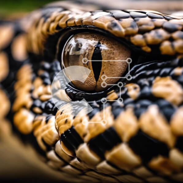 Intra Συλλεκτικό Ξύλινο Παζλ Plywood  4mm - Κοντινό πλάνο του Snake's Eye για Μελέτη Ανατομίας Ερπετών Σε Ξύλινο Κουτί - Διαστάσεις: 10x10 cm – 25 κομμάτια