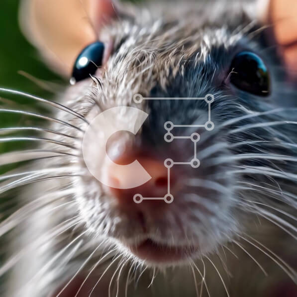 Intra Συλλεκτικό Ξύλινο Παζλ Plywood  4mm - Κοντινό πλάνο ενός περίεργου αρουραίου που κοιτάζει επίμονα στο διάστημα Σε Ξύλινο Κουτί - Διαστάσεις: 10x10 cm – 25 κομμάτια