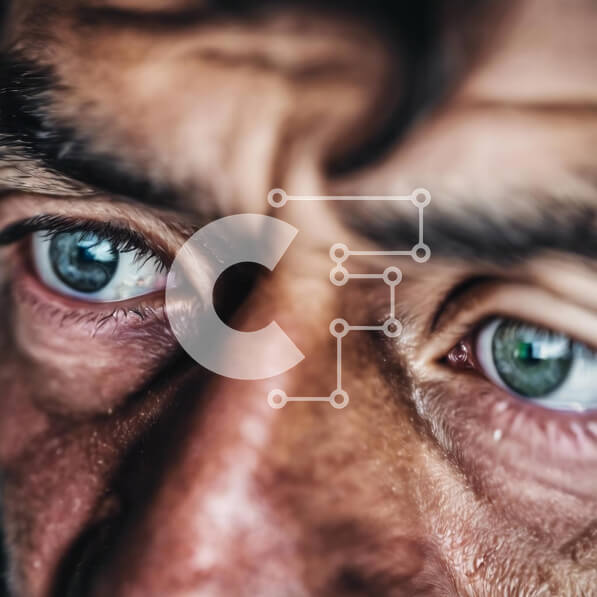 Intra Συλλεκτικό Ξύλινο Παζλ Plywood  4mm - Κοντινό πλάνο ενός άνδρα με πράσινα μάτια Σε Ξύλινο Κουτί - Διαστάσεις Puzzle: 10x10 cm – 25 κομμάτια