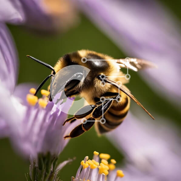 Intra Συλλεκτικό Ξύλινο Παζλ Plywood  4mm - Μέλισσα που τρέφεται με μωβ λουλούδια Σε Ξύλινο Κουτί - Διαστάσεις: 10x10 cm – 25 κομμάτια