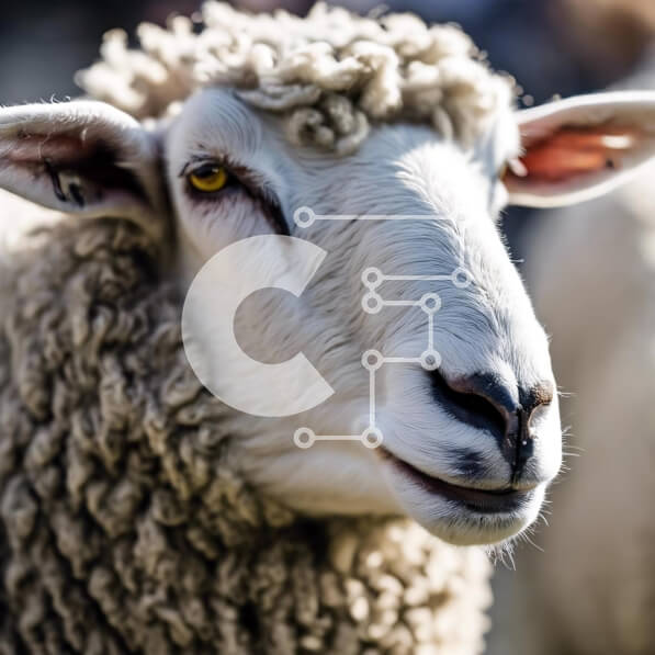 Intra Συλλεκτικό Ξύλινο Παζλ Plywood  4mm - Κοντινό πλάνο του προσώπου προβάτου που κοιτάζει την κάμερα Σε Ξύλινο Κουτί - Διαστάσεις: 10x10 cm – 25 κομμάτια