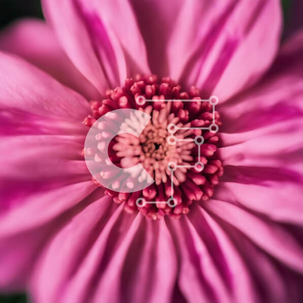 Intra Συλλεκτικό Ξύλινο Παζλ Plywood  4mm - Κοντινό πλάνο του κέντρου ροζ λουλουδιών και των πετάλων Σε Ξύλινο Κουτί - Διαστάσεις: 10x10 cm – 25 κομμάτια