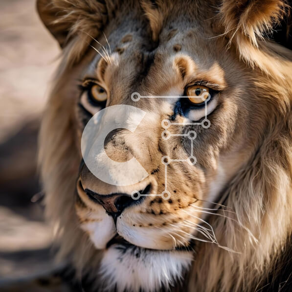 Intra Συλλεκτικό Ξύλινο Παζλ Plywood  4mm - Έντονη κοντινή λήψη του προσώπου του λιονταριού Σε Ξύλινο Κουτί - Διαστάσεις: 10x10 cm – 25 κομμάτια