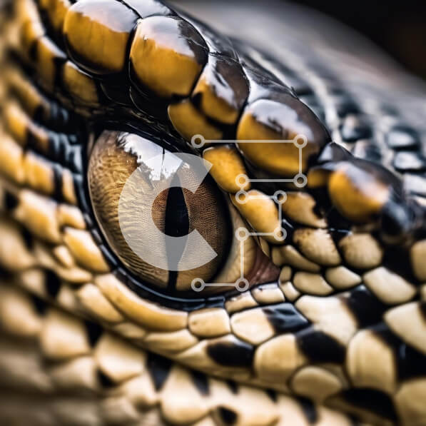 Intra Συλλεκτικό Ξύλινο Παζλ Plywood  4mm - Κοντινό πλάνο του ματιού του φιδιού με κίτρινα και καφέ σημάδια Σε Ξύλινο Κουτί - Διαστάσεις: 10x10 cm – 25 κομμάτια