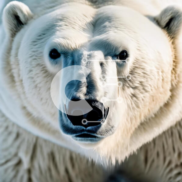 Intra Συλλεκτικό Ξύλινο Παζλ Plywood  4mm - Κοντινό πλάνο της πολικής αρκούδας που κοιτάζει την κάμερα Σε Ξύλινο Κουτί - Διαστάσεις: 10x10 cm – 25 κομμάτια