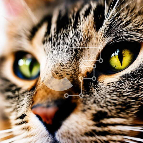 Intra Συλλεκτικό Ξύλινο Παζλ Plywood  4mm - Κοντινό πλάνο της πράσινης γάτας Σε Ξύλινο Κουτί - Διαστάσεις: 10x10 cm – 25 κομμάτια