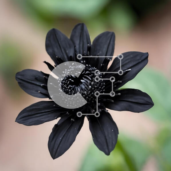 Intra Συλλεκτικό Ξύλινο Παζλ Plywood  4mm - Μαύρο λουλούδι ανάμεσα σε πράσινα φυτά Σε Ξύλινο Κουτί - Διαστάσεις: 10x10 cm – 25 κομμάτια