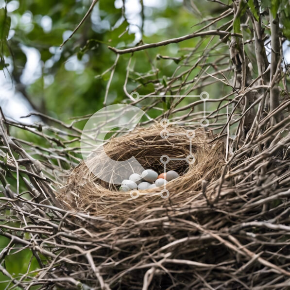 Intra Συλλεκτικό Ξύλινο Παζλ Plywood  4mm - Φωλιά πουλιών με πολλά αυγά Σε Ξύλινο Κουτί - Διαστάσεις: 10x10 cm – 25 κομμάτια