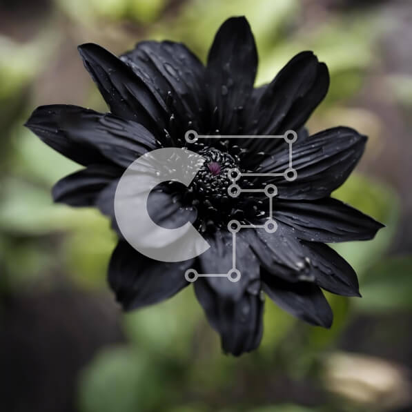 Intra Συλλεκτικό Ξύλινο Παζλ Plywood  4mm - Μαύρο λουλούδι με πράσινα φύλλα σε εξωτερικό περιβάλλον Σε Ξύλινο Κουτί - Διαστάσεις: 10x10 cm – 25 κομμάτια