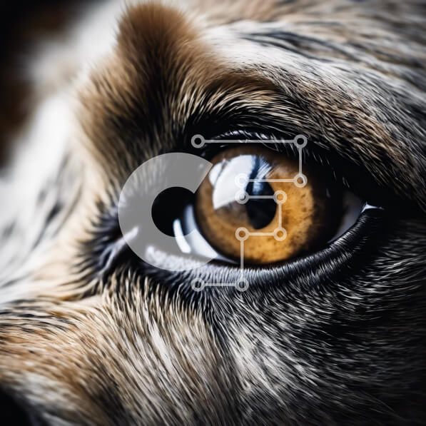 Intra Συλλεκτικό Ξύλινο Παζλ Plywood  4mm - Κοντινό πλάνο του ματιού ενός σκύλου με καφέ και κίτρινα μάτια Σε Ξύλινο Κουτί - Διαστάσεις: 10x10 cm – 25 κομμάτια