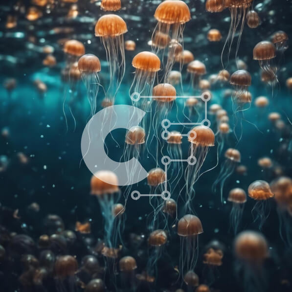 Intra Συλλεκτικό Ξύλινο Παζλ Plywood  4mm - Μέδουσες που επιπλέουν στο νερό - Υποβρύχια σκηνή Σε Ξύλινο Κουτί - Διαστάσεις: 10x10 cm – 25 κομμάτια