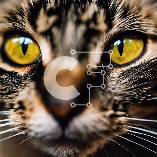 Intra Συλλεκτικό Ξύλινο Παζλ Plywood  4mm - Γάτα με λαμπερά κίτρινα μάτια κοιτάζοντας την κάμερα Σε Ξύλινο Κουτί - Διαστάσεις: 10x10 cm – 25 κομμάτια