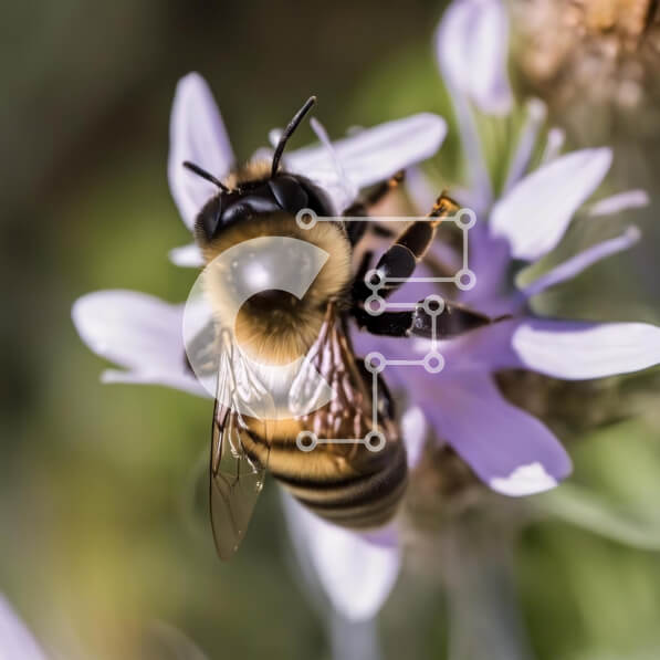 Intra Συλλεκτικό Ξύλινο Παζλ Plywood  4mm - Μέλισσα που στηρίζεται σε όμορφα μωβ λουλούδια Σε Ξύλινο Κουτί - Διαστάσεις: 10x10 cm – 25 κομμάτια