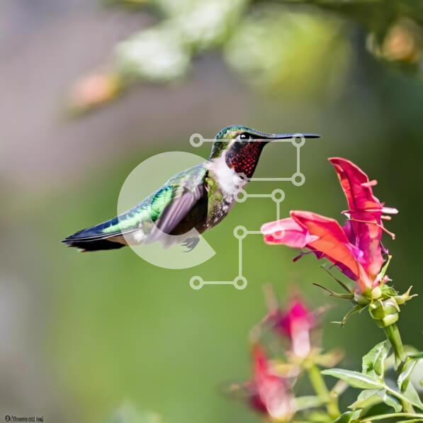 Intra Συλλεκτικό Ξύλινο Παζλ Plywood  4mm - Κολίμπρι και ροζ λουλούδια σε έναν κήπο Σε Ξύλινο Κουτί - Διαστάσεις: 10x10 cm – 25 κομμάτια