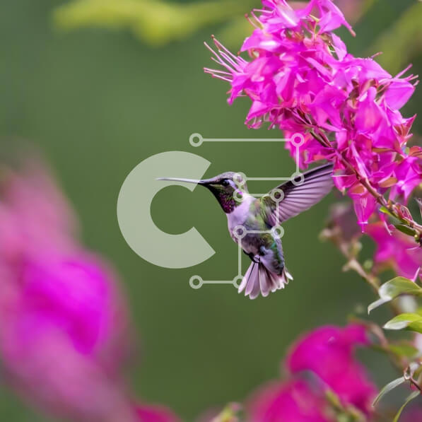 Intra Συλλεκτικό Ξύλινο Παζλ Plywood  4mm - Κολίμπρι που αιωρείται κοντά σε ροζ λουλούδια Σε Ξύλινο Κουτί - Διαστάσεις: 10x10 cm – 25 κομμάτια