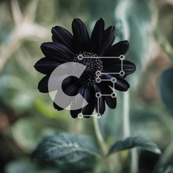 Intra Συλλεκτικό Ξύλινο Παζλ Plywood  4mm - Μαύρο λουλούδι που περιβάλλεται από πράσινα φυτά Σε Ξύλινο Κουτί - Διαστάσεις: 10x10 cm – 25 κομμάτια