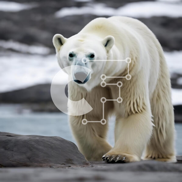 Intra Συλλεκτικό Ξύλινο Παζλ Plywood  4mm - Πολική αρκούδα που στέκεται στους βράχους κοντά στο νερό Σε Ξύλινο Κουτί - Διαστάσεις: 10x10 cm – 25 κομμάτια