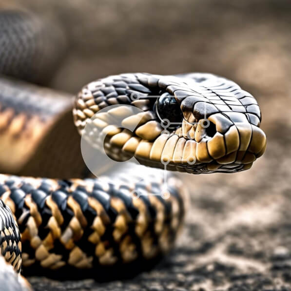 Intra Συλλεκτικό Ξύλινο Παζλ Plywood  4mm - Κοντινό πλάνο του μαύρου και κίτρινου φιδιού στους βράχους Σε Ξύλινο Κουτί - Διαστάσεις: 10x10 cm – 25 κομμάτια