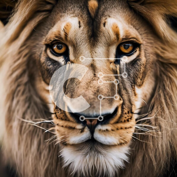 Intra Συλλεκτικό Ξύλινο Παζλ Plywood  4mm - Κοντινό πλάνο του προσώπου ενός αρσενικού λιονταριού Σε Ξύλινο Κουτί - Διαστάσεις: 10x10 cm – 25 κομμάτια