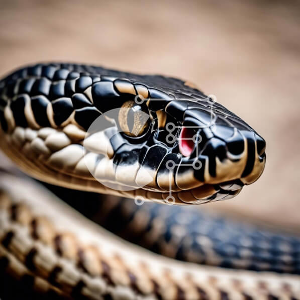 Intra Συλλεκτικό Ξύλινο Παζλ Plywood  4mm - Κοντινό πλάνο μαύρου και καφέ φιδιού που κοιτάζει την κάμερα Σε Ξύλινο Κουτί - Διαστάσεις: 10x10 cm – 25 κομμάτια