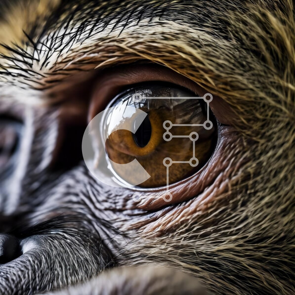 Intra Συλλεκτικό Ξύλινο Παζλ Plywood  4mm - Κοντινό πλάνο του Monkey's Eye σε καφέ ή κίτρινο χρώμα Σε Ξύλινο Κουτί - Διαστάσεις: 10x10 cm – 25 κομμάτια