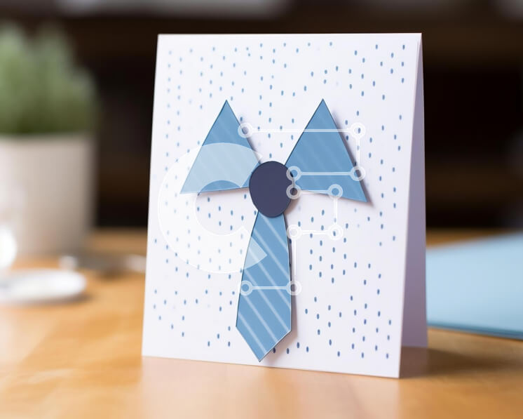 Intra Συλλεκτικό Ξύλινο Παζλ Plywood  4mm - Περίπλοκη διακόσμηση γραβάτας σε μπλε κάρτα Σε Ξύλινο Κουτί - Διαστάσεις Puzzle: 10x10 cm – 25 κομμάτια