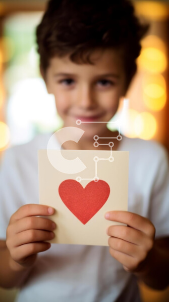 Intra Συλλεκτικό Ξύλινο Παζλ Plywood  4mm - Νεαρό αγόρι που κρατά την κάρτα «αγάπης». Σε Ξύλινο Κουτί - Διαστάσεις Puzzle: 10x10 cm – 25 κομμάτια