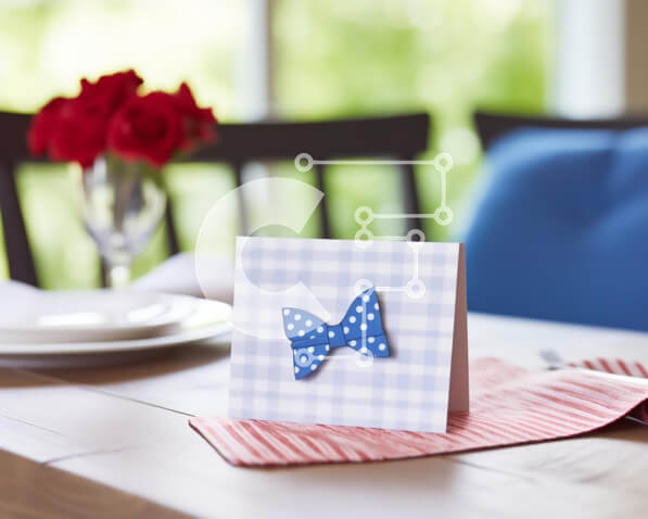 Σετ των 2 Intra Συλλεκτικό Ξύλινο Παζλ Plywood  4mm - Μπλε και άσπρο παπιγιόν κάρτα με κόκκινα τριαντάφυλλα Σε Ξύλινο Κουτί - Διαστάσεις: 10x10 cm – 25 κομμάτια