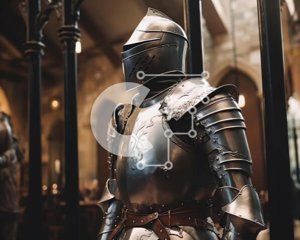 Intra Συλλεκτικό Ξύλινο Παζλ Plywood  4mm - Η πανοπλία μεσαιωνικού στιλ εμφανίζεται σε εσωτερικούς χώρους Σε Ξύλινο Κουτί - Διαστάσεις: 10x10 cm – 25 κομμάτια