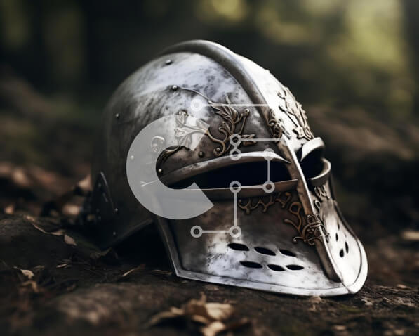 Intra Συλλεκτικό Ξύλινο Παζλ Plywood  4mm - Ασημένιο κράνος στο δάσος Σε Ξύλινο Κουτί - Διαστάσεις: 10x10 cm – 25 κομμάτια