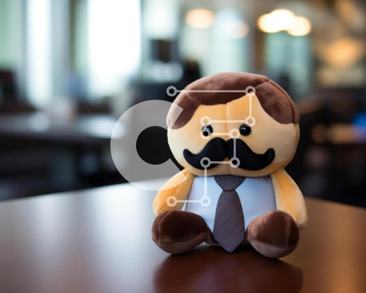 Intra Συλλεκτικό Ξύλινο Παζλ Plywood  4mm - Γεμιστό παιχνίδι με μουστάκι και γραβάτα σε ξύλινο τραπέζι Σε Ξύλινο Κουτί - Διαστάσεις: 10x10 cm – 25 κομμάτια