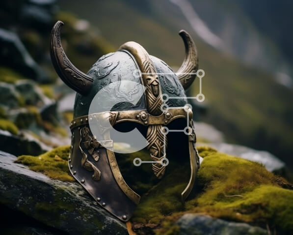 Intra Συλλεκτικό Ξύλινο Παζλ Plywood  4mm - Κράνος Βίκινγκ σε βράχους βράχους στα βουνά Σε Ξύλινο Κουτί - Διαστάσεις: 10x10 cm – 25 κομμάτια