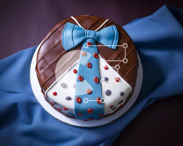 Σετ των 2 Intra Συλλεκτικό Ξύλινο Παζλ Plywood  4mm - Μπλε και καφέ παπιγιόν τούρτα με πουά και διακοσμητικά Σε Ξύλινο Κουτί - Διαστάσεις: 10x10 cm – 25 κομμάτια