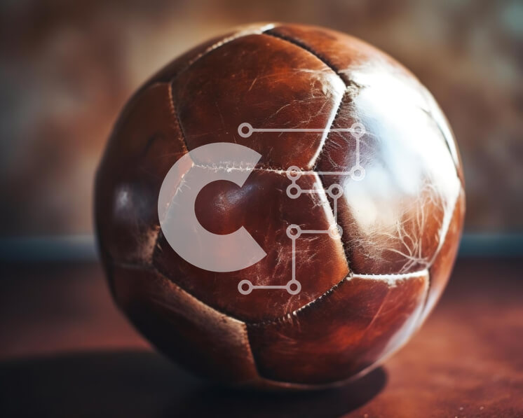 Intra Συλλεκτικό Ξύλινο Παζλ Plywood  4mm - Vintage μπάλα ποδοσφαίρου σε ξύλινο τραπέζι Σε Ξύλινο Κουτί - Διαστάσεις Puzzle: 10x10 cm – 25 κομμάτια