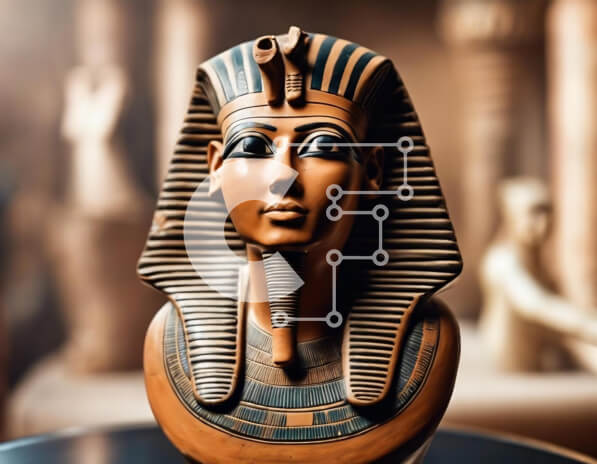 Intra Συλλεκτικό Ξύλινο Παζλ Plywood  4mm - Αρχαία αιγυπτιακή προτομή στο τραπέζι Σε Ξύλινο Κουτί - Διαστάσεις Puzzle: 10x10 cm – 25 κομμάτια