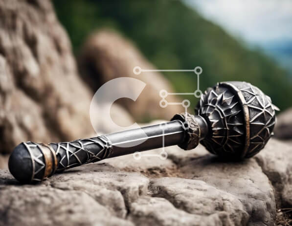 Intra Συλλεκτικό Ξύλινο Παζλ Plywood  4mm - Αρχαίο μεταλλικό ξίφος σε βράχους Σε Ξύλινο Κουτί - Διαστάσεις: 10x10 cm – 25 κομμάτια