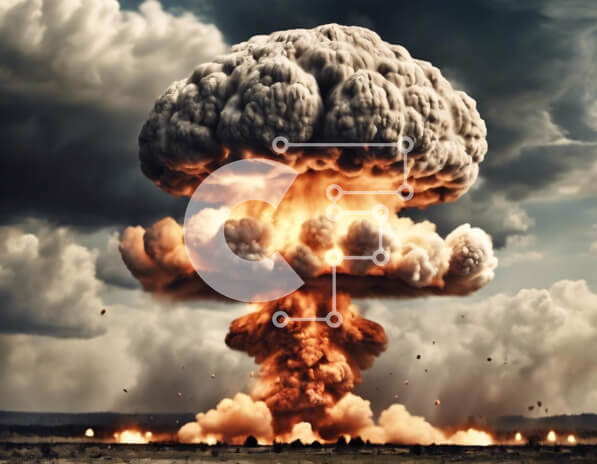 Intra Συλλεκτικό Ξύλινο Παζλ Plywood  4mm - Πυρηνική έκρηξη με καπνό και σύννεφα Σε Ξύλινο Κουτί - Διαστάσεις Puzzle: 10x10 cm – 25 κομμάτια