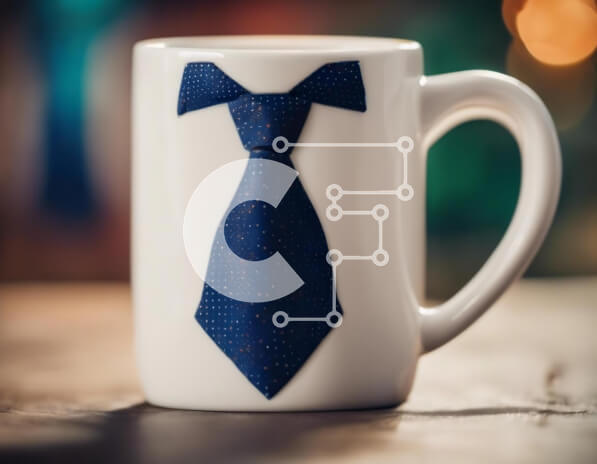 Intra Συλλεκτικό Ξύλινο Παζλ Plywood  4mm - Πολύπλοκα σχεδιασμένη λευκή κούπα καφέ με σχέδιο γραβάτα στον λαιμό Σε Ξύλινο Κουτί - Διαστάσεις: 10x10 cm – 25 κομμάτια