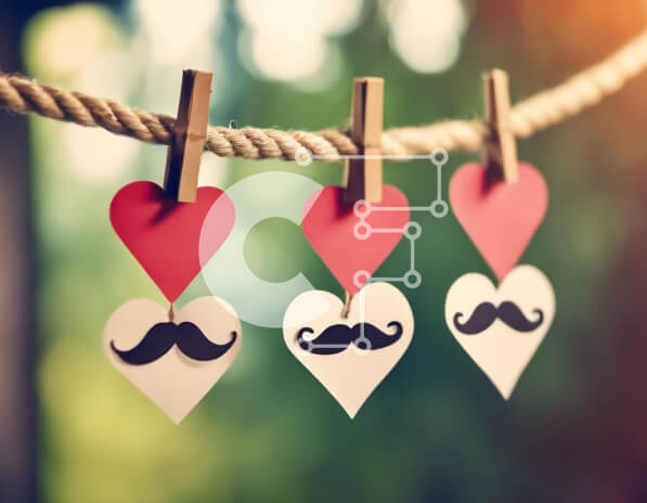 Intra Συλλεκτικό Ξύλινο Παζλ Plywood  4mm - Διακοσμητικά χάρτινα κοψίματα σε σχήμα καρδιάς με μουστάκια Σε Ξύλινο Κουτί - Διαστάσεις Puzzle: 10x10 cm – 25 κομμάτια